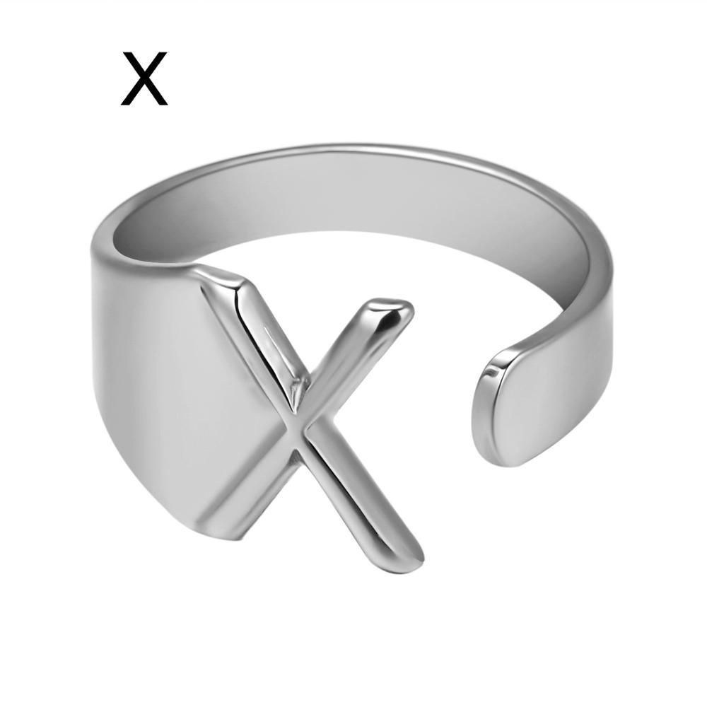 European And American A-Z Letter Ring Gold Metal Adjustable Open Ring Initials Name Letter Female Factory Direct Sales
