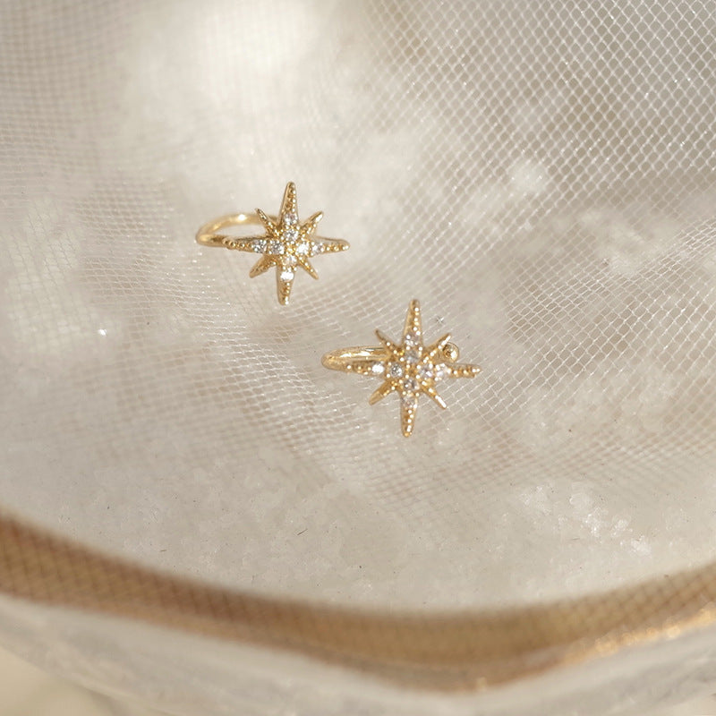 Micro-inlaid Zircon Six-pointed Star Ear Bone Clip Female Sen Super Fairy