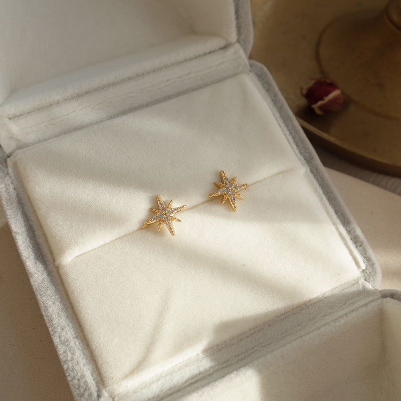 Micro-inlaid Zircon Six-pointed Star Ear Bone Clip Female Sen Super Fairy