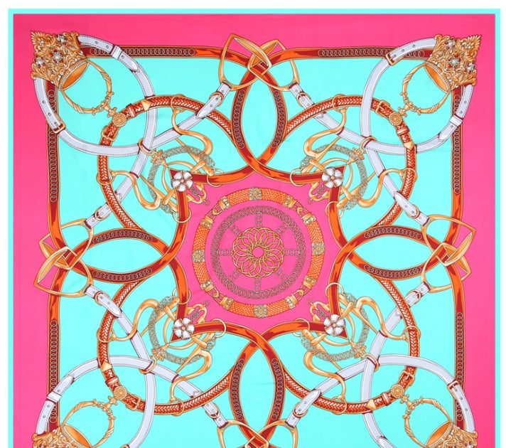Scarf Twill Silk Shawl Large Square Sunscreen 130cm Flower And Bird Jungle