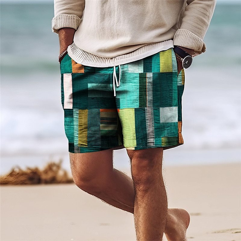 Pantaloncini da spiaggia stampati, estivi, alla moda, larghi, con coulisse, abbigliamento da uomo