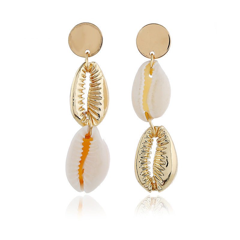 Bohemian Ins Style Seaside Holiday Golden Shell Stud Earrings