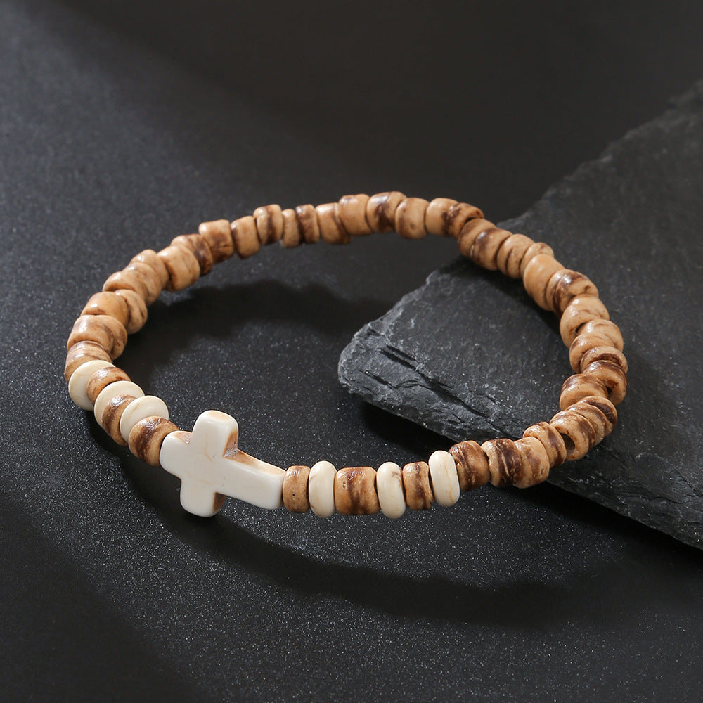 Simple Turquoise Wooden Bead Bracelet