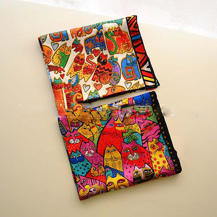 Fashionable Women's Rainbow Color Cat Silk Scarf