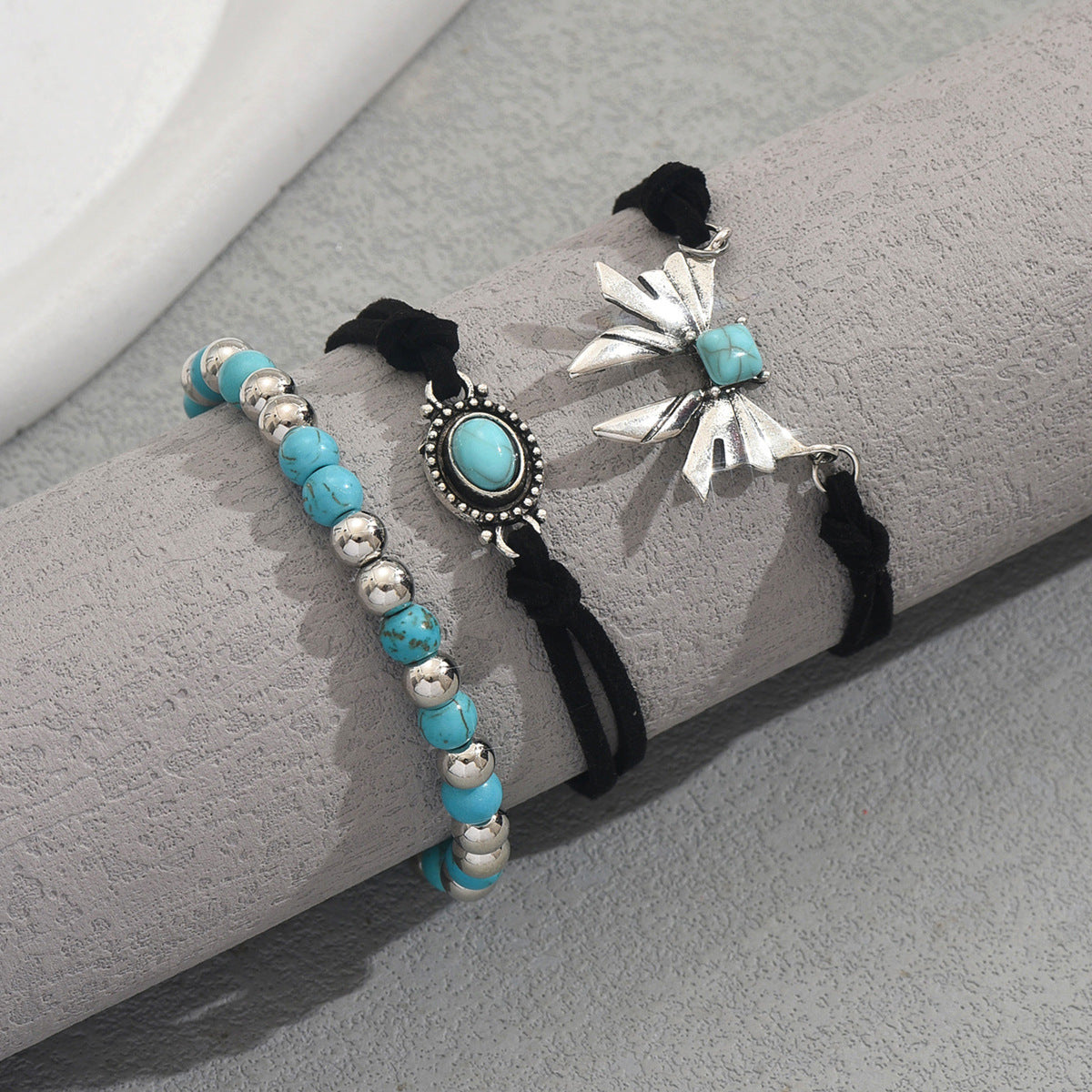 Geometric Butterfly Turquoise Design Bracelet Three-piece Set