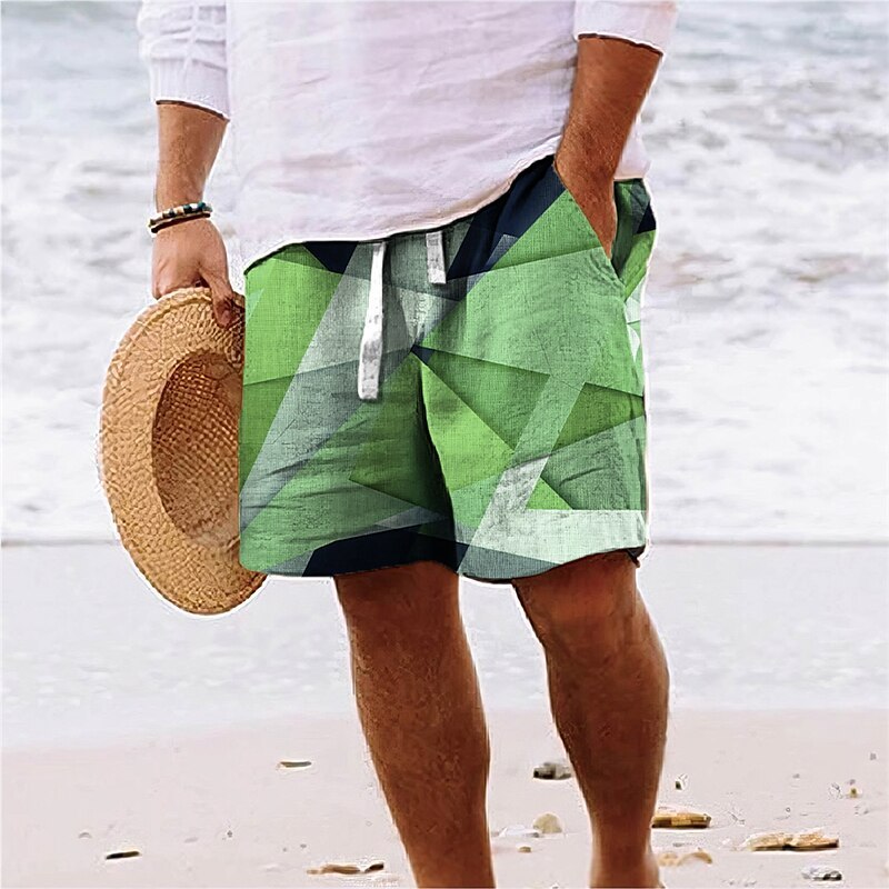 Pantaloncini da spiaggia stampati, estivi, alla moda, larghi, con coulisse, abbigliamento da uomo