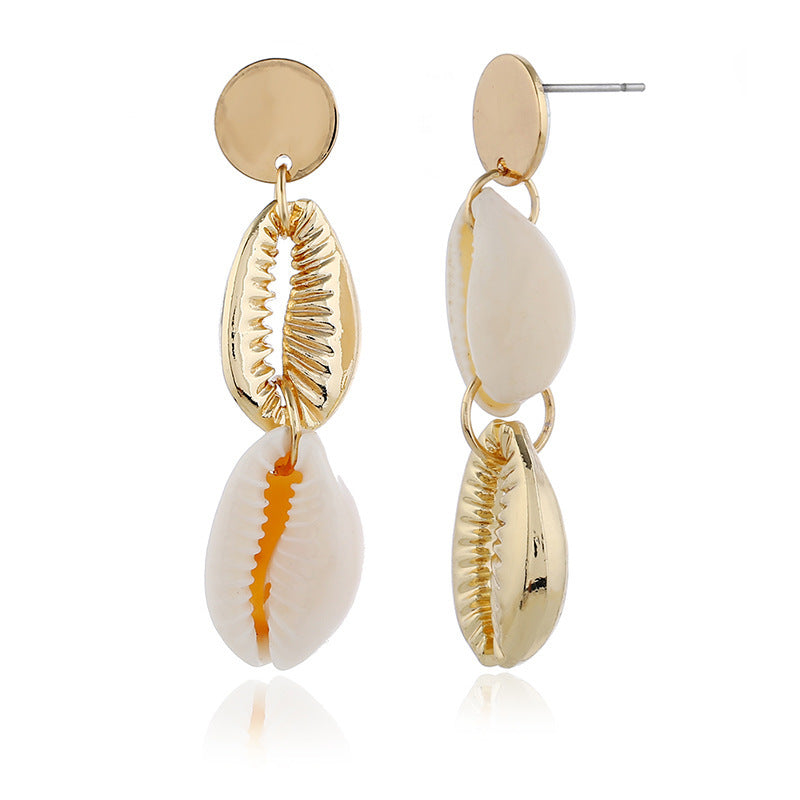 Bohemian Ins Style Seaside Holiday Golden Shell Stud Earrings