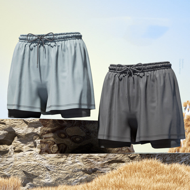Men's 2-in-1 Breathable Loose Quick Drying Swimming Trunks Swimming Shorts Swimming Pants Flat Corner Pants Beach Pants Hot Spring Swimming Equipment