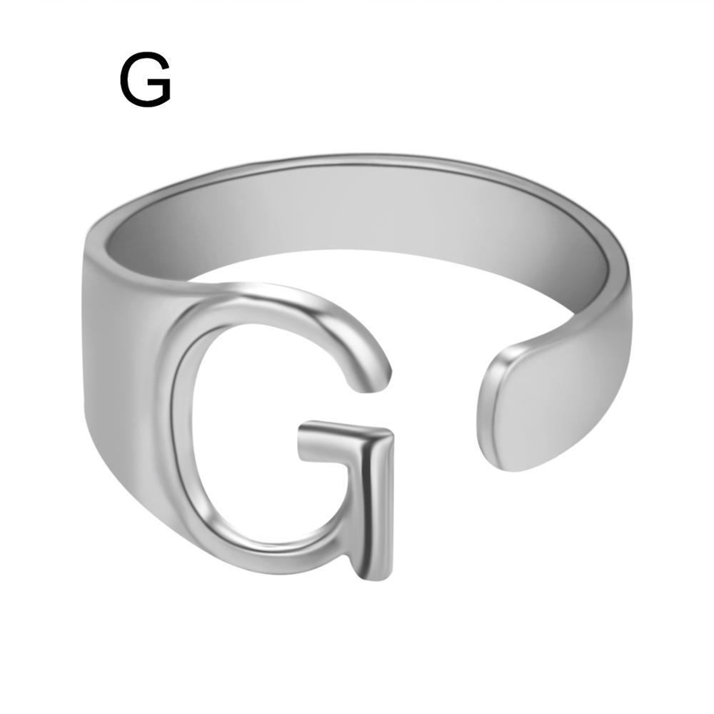 European And American A-Z Letter Ring Gold Metal Adjustable Open Ring Initials Name Letter Female Factory Direct Sales