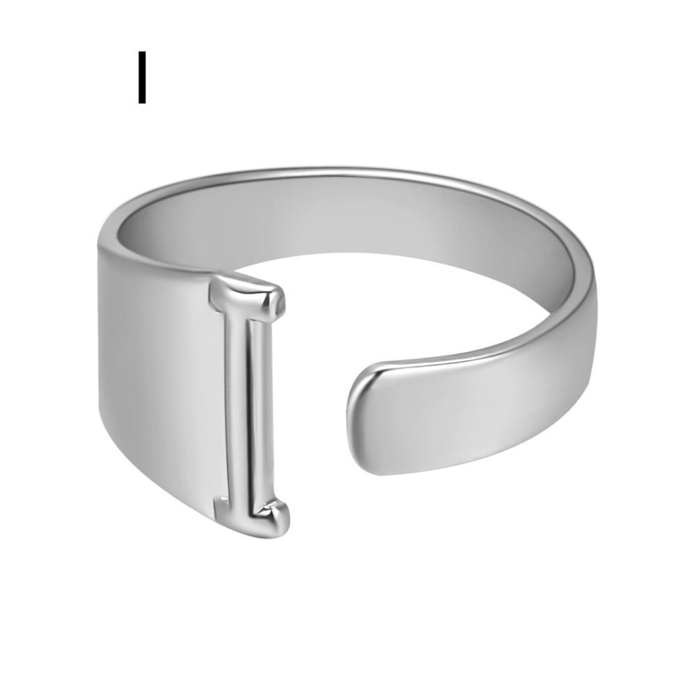 European And American A-Z Letter Ring Gold Metal Adjustable Open Ring Initials Name Letter Female Factory Direct Sales