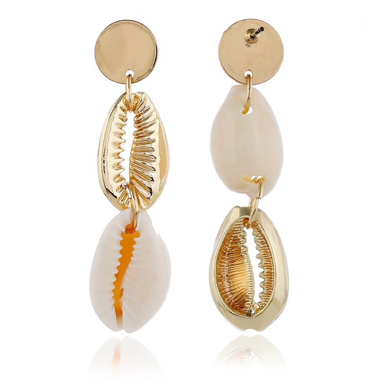 Bohemian Ins Style Seaside Holiday Golden Shell Stud Earrings