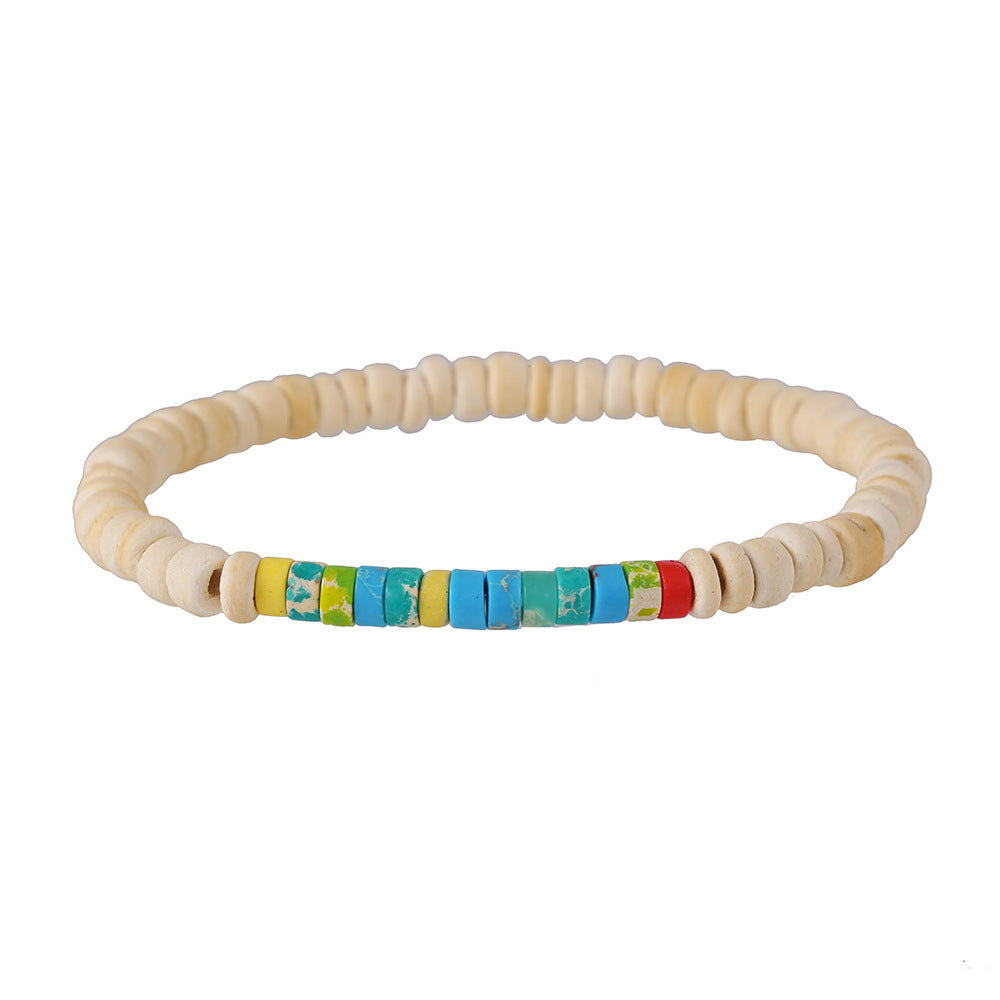 Simple Turquoise Wooden Bead Bracelet