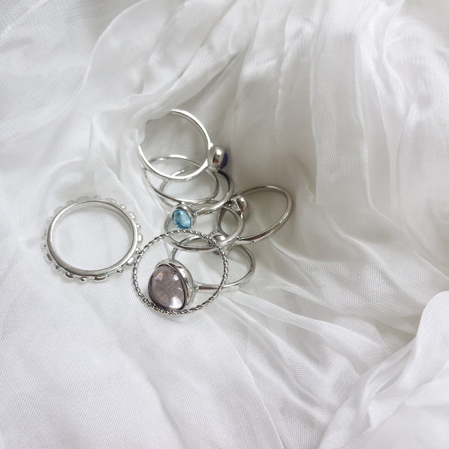 Electroplating Fashion Vintage Round Gemstone Crysta Ring