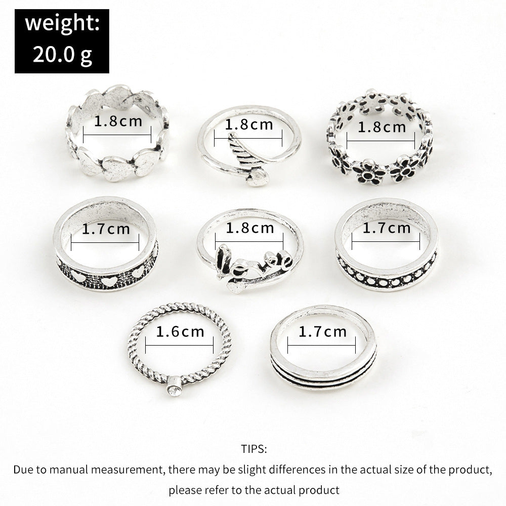 Metal Love Ring Set Fashion Geometric