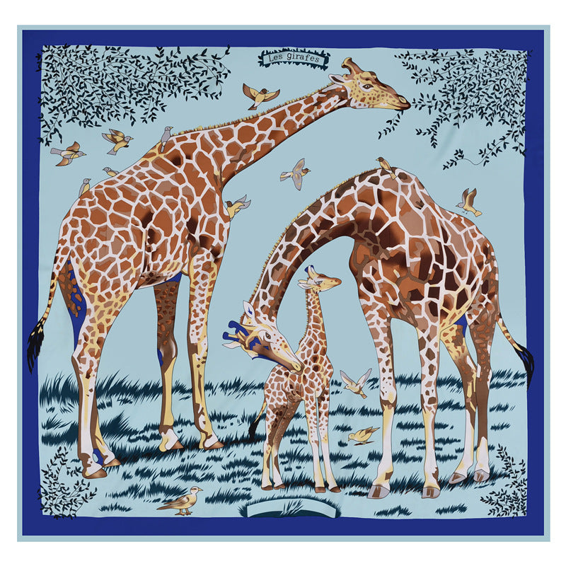 Scarf Twill Silk Shawl Large Square  Sunscreen 130cm Flower And Bird Jungle