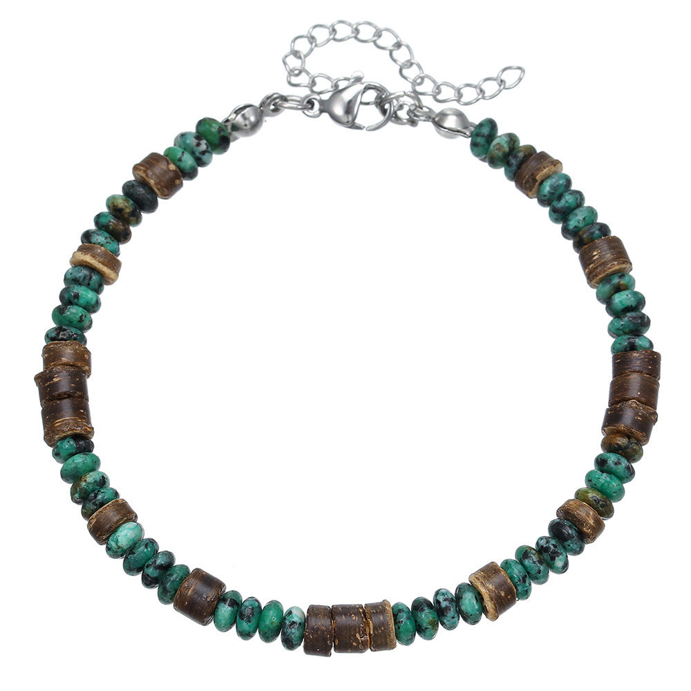 Simple Turquoise Wooden Bead Bracelet