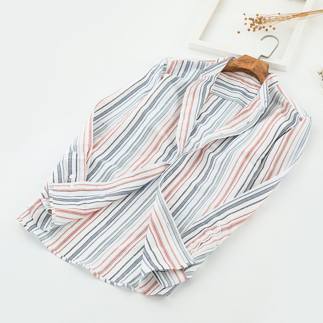 Men's Japanese Style Stripe Linen Shirt