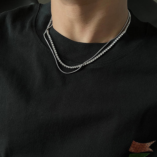 Double Layered American Fine Necklace Zircon