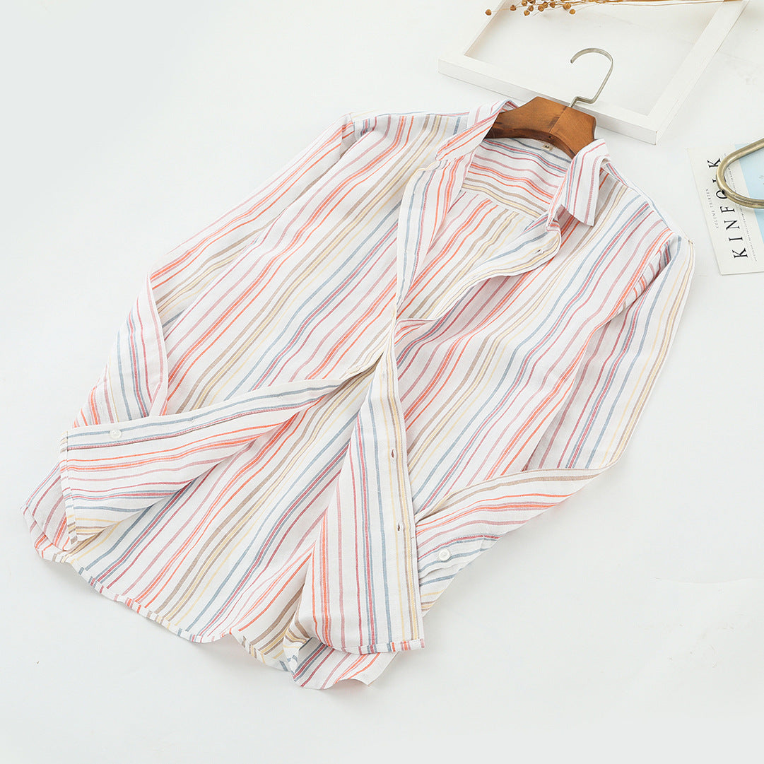 Men's Japanese Style Stripe Linen Shirt