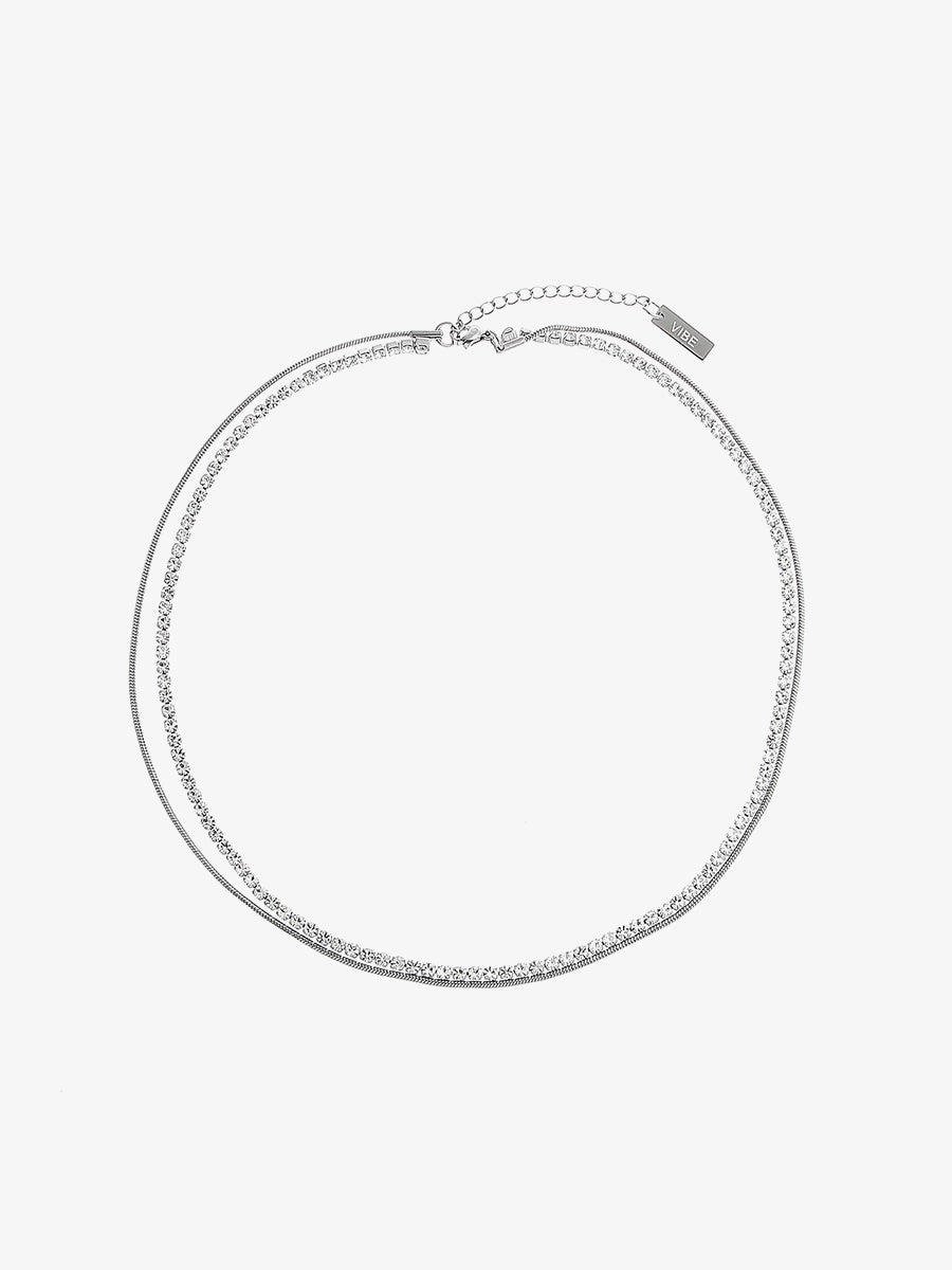 Double Layered American Fine Necklace Zircon