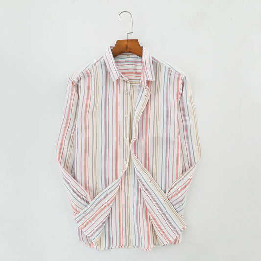 Men's Japanese Style Stripe Linen Shirt