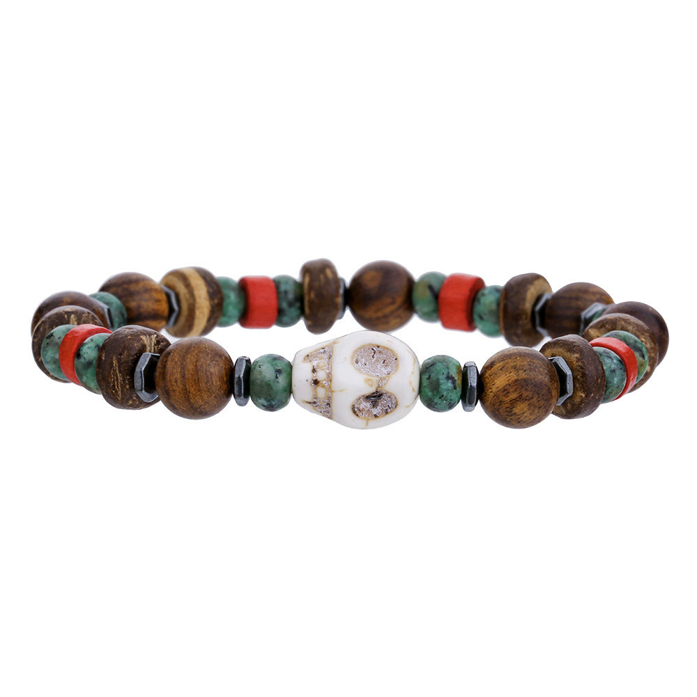 Simple Turquoise Wooden Bead Bracelet