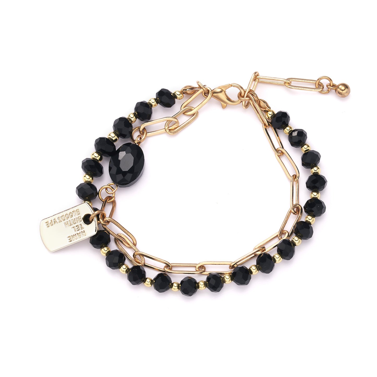 Geometric Cutout Round Diamond Chain Crystal Beads Bracelet