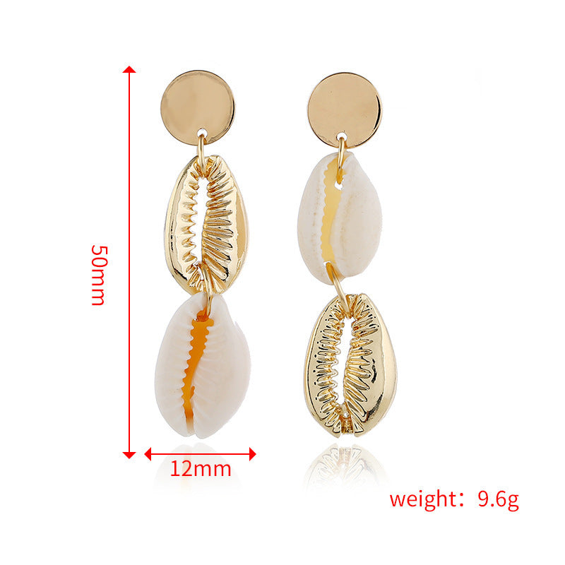 Bohemian Ins Style Seaside Holiday Golden Shell Stud Earrings