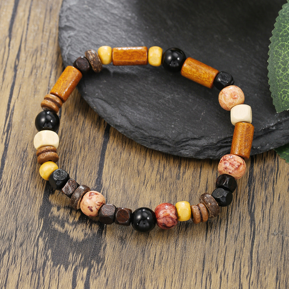 Simple Turquoise Wooden Bead Bracelet