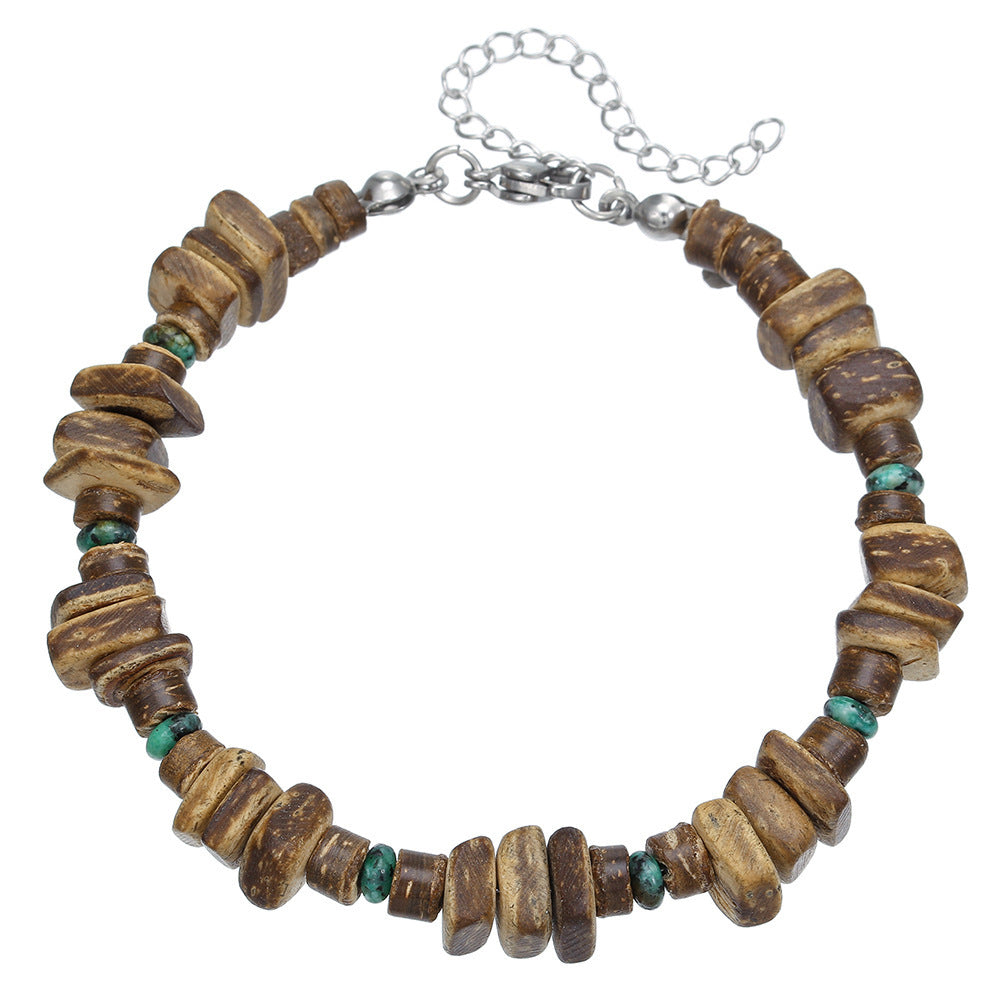 Simple Turquoise Wooden Bead Bracelet