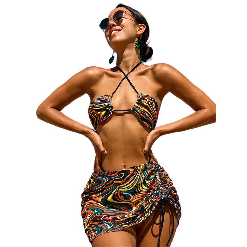 European And American Sexy Bikini Three-piece Vacation Swimwear